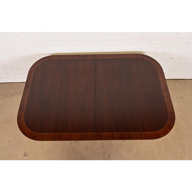Councill Furniture Georgian Banded Mahogany Double Pedestal Extension Dining Table, Newly Refinished For Sale - Image 9 of 14
