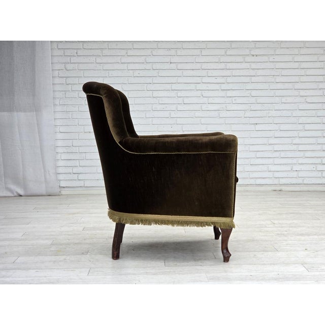 Scandinavian Armchair in Green Velour and Ash For Sale - Image 10 of 18