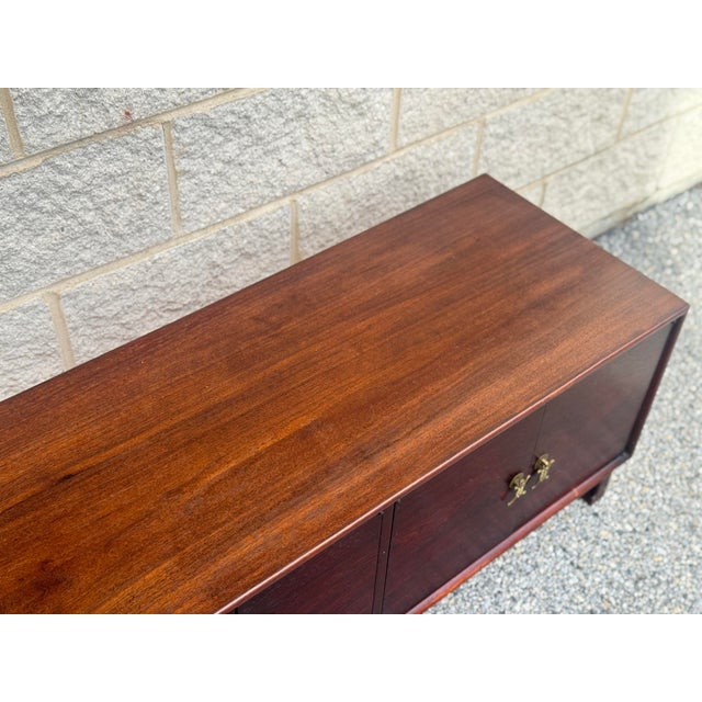 Vintage Chinese Chinoiserie Elmwood Low Sideboard With Brass Hardware For Sale - Image 10 of 12