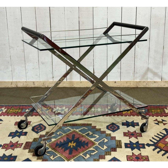 Clear Glass Serving Cart, 1990s For Sale - Image 15 of 16
