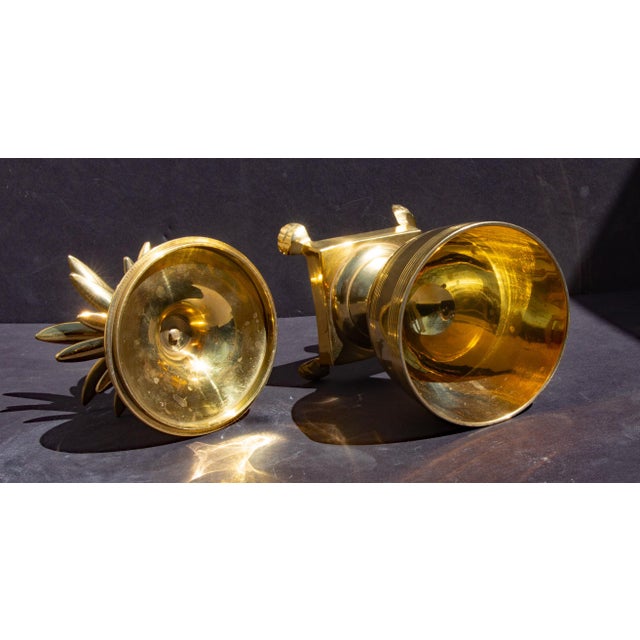 Mid-Century Modern Mid Century Modern Brass Pineapple Covered Compote For Sale - Image 3 of 3