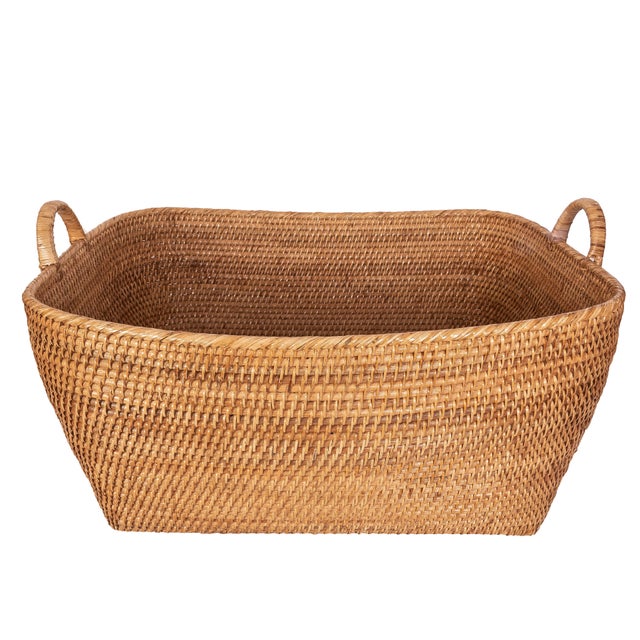 Artifacts Saboga Home Everything Basket with Hoop Handles in Honey Brown - 31" For Sale - Image 9 of 9