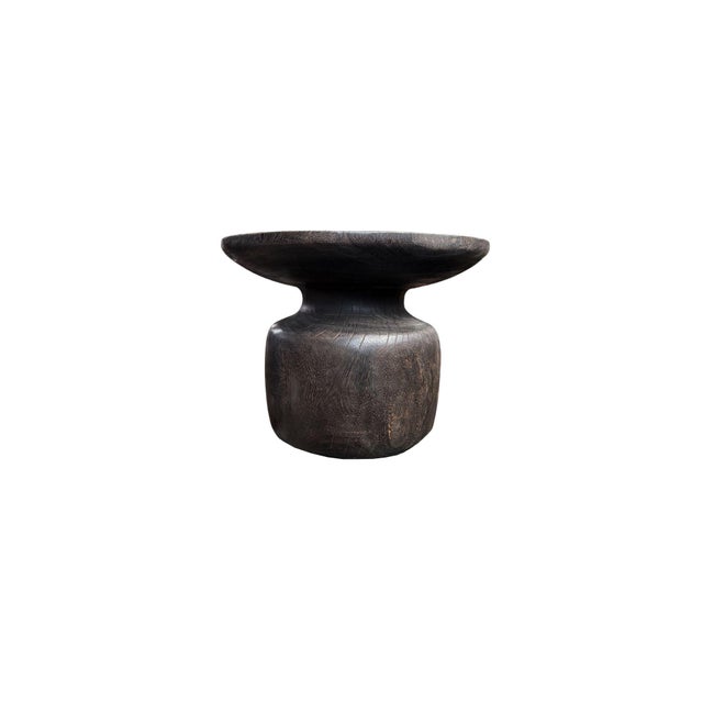 Not Yet Made - Made To Order Sculptural Suar Wood Side Table, Espresso Finish Modern Organic For Sale - Image 5 of 7