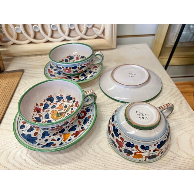 Vintage Deruta Italian Cup & Saucer Signed - 7 Pieces For Sale In West Palm - Image 6 of 6