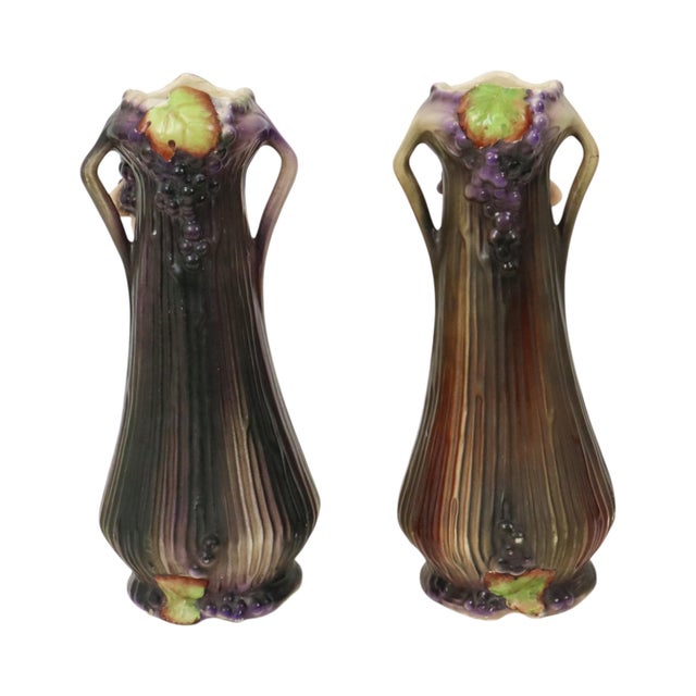 Art Nouveau Amphora Style Pottery Vases with Putti, 1890s, Set of 2 For Sale - Image 9 of 17