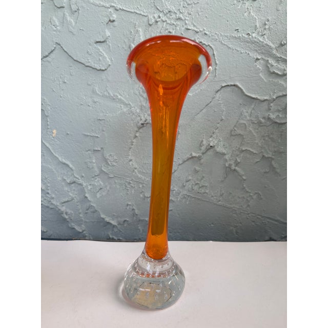 Orange 1960s Swedish Åseda Glasbruk Orange Art Glass Bud Vase, Attributed to Bo Borgström For Sale - Image 8 of 11