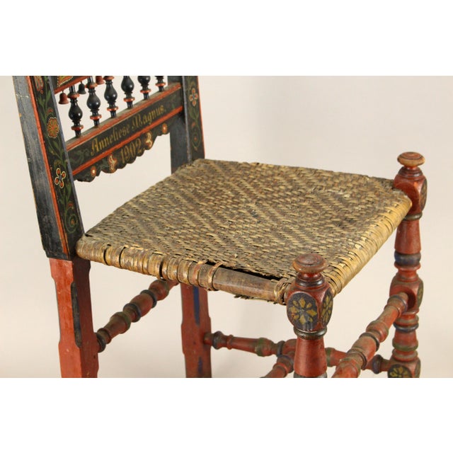 Dated 1902 German Schwälmer Folk Art Wedding Chair For Sale - Image 17 of 18