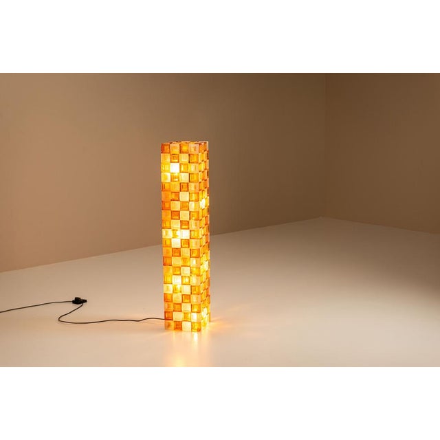 1970s Floor Lamp in Amber and Crystal Pulegoso Glass from Poliarte, Italy, 1970s For Sale - Image 5 of 17
