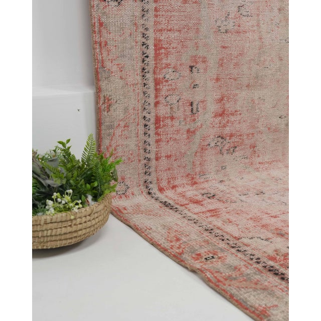 1970s Vintage Handmade Wool Cotton Red Area Rug For Sale In San Francisco - Image 6 of 12