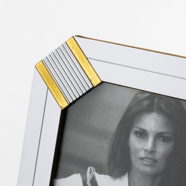 1970s Noel Bc Geometric Brass and Chrome Picture Frame, Italy Circa 1970 For Sale - Image 5 of 8