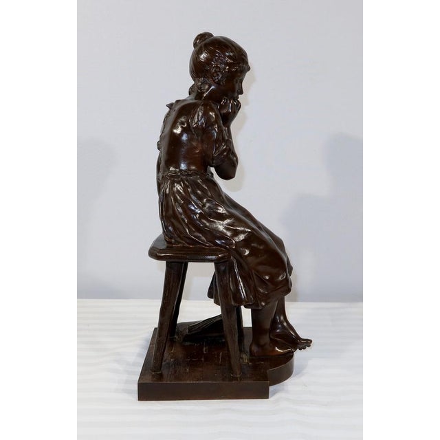 Metal A. Massoulle, Jeune fille assise, Late 1800s, Bronze For Sale - Image 7 of 18