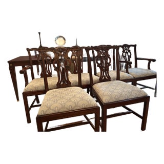 Late 20th Century Maitland-Smith Carved Mahogany Chippendale Dining Chairs - Set of 6 For Sale