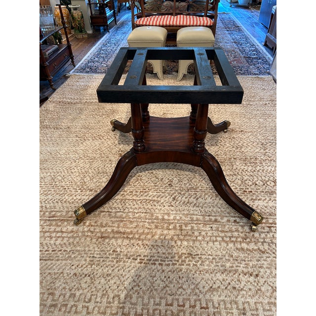 Maitland Smith Round Tooled Leather & Mahogany Extension Dining Center Table For Sale - Image 15 of 17