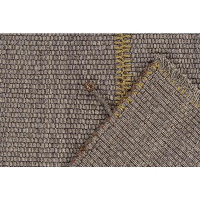 Textile Rug & Kilim’s Contemporary Kilim Rug in Gray With Mustard and Brown Accents For Sale - Image 7 of 7