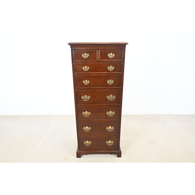 Drexel Drexel Georgian Lingerie Chest With Chippendale Brass Pulls For Sale - Image 4 of 14