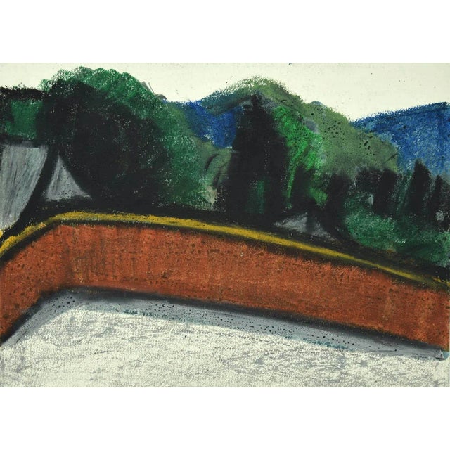 Landscape Mixed Media on Cardboard by Sun Jingyuan, 1970s For Sale - Image 3 of 3