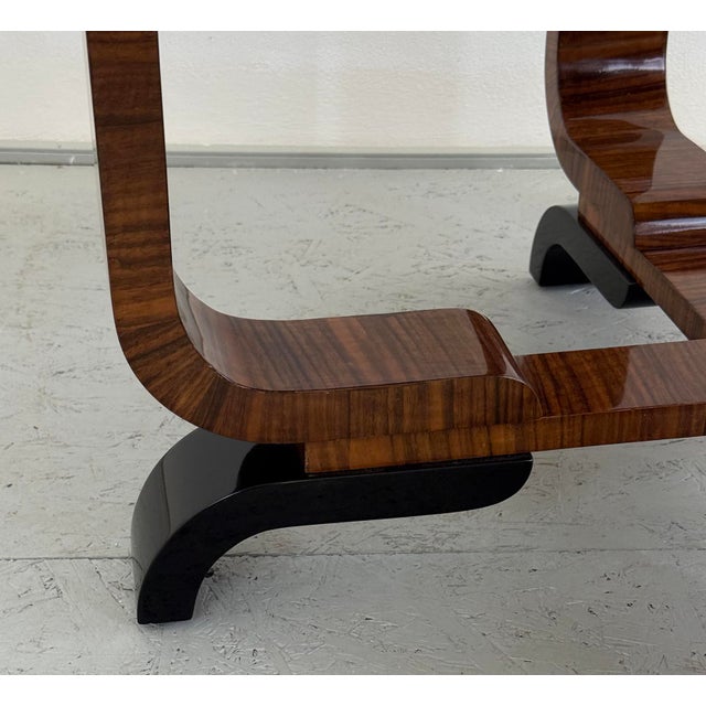 Art Deco Round Walnut Coffee Table, 1930s For Sale - Image 6 of 8