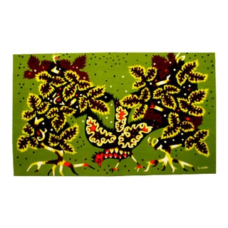 French Hand-Printed Tapestry by R. Hurtu for Robert Four For Sale