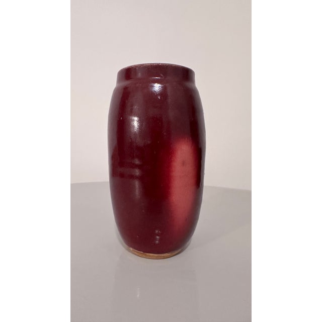 Antique Ox Blood Stoneware Vase Signed For Sale - Image 9 of 11