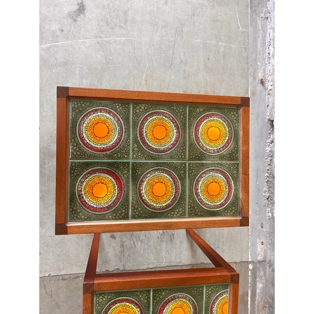 Danish Nesting Tables with Ceramic Inlay, 1960, Set of 3 For Sale - Image 9 of 12