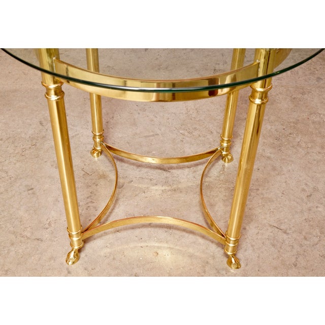 Metal 1970s Italian Brass and Glass Hoof Feet Table For Sale - Image 7 of 13