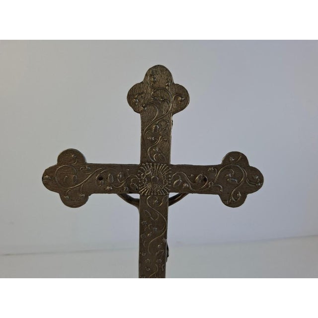 Antique Czechoslovak Neo-Gothic Cast Iron Table Crucifix, 1900s For Sale - Image 4 of 18