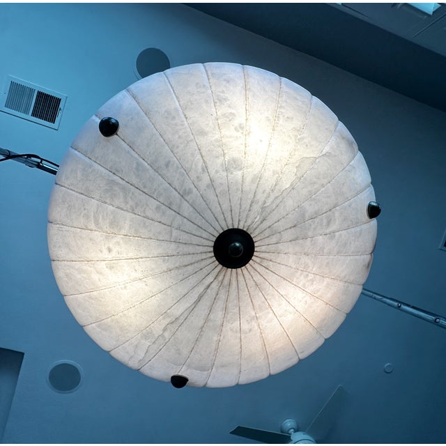 1970s Directoire Style French Alabaster Pendant Chandelier For Sale - Image 16 of 18