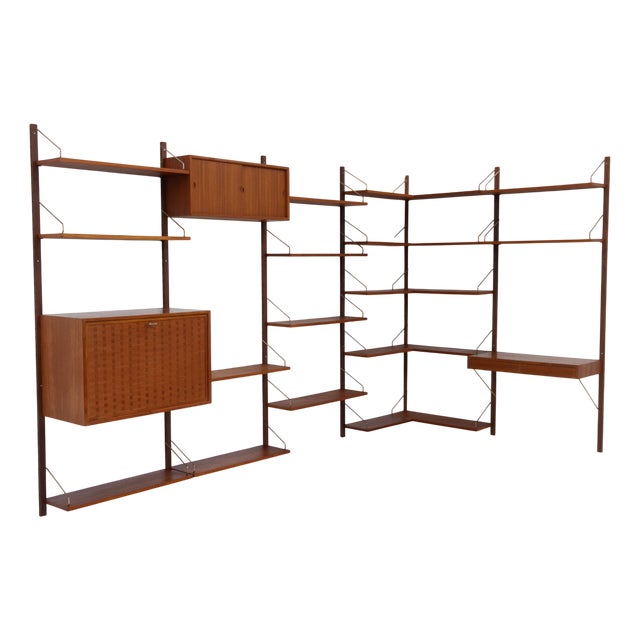 Danish Six-Bay Modular Teak Corner Wall Unit by Poul Cadovius for Cado, 1960s For Sale
