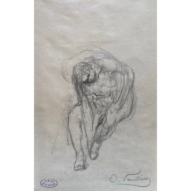 Otto Vautier, L'habillage, 1910, Pencil on Paper For Sale