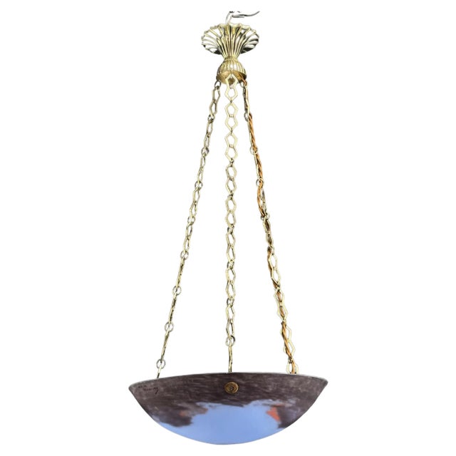 Art Deco Pate De Verre Pendant Light attributed to Muller Strasbourg, 1930s For Sale