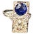 Blue GIA CEYLON Blue Sapphire & Old Minor 3 CT Diamond Cocktail Ring Platinum Estate For Sale - Image 8 of 18