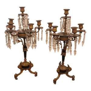 Pair of 19th Century French Napoleon Bronze Candelabra