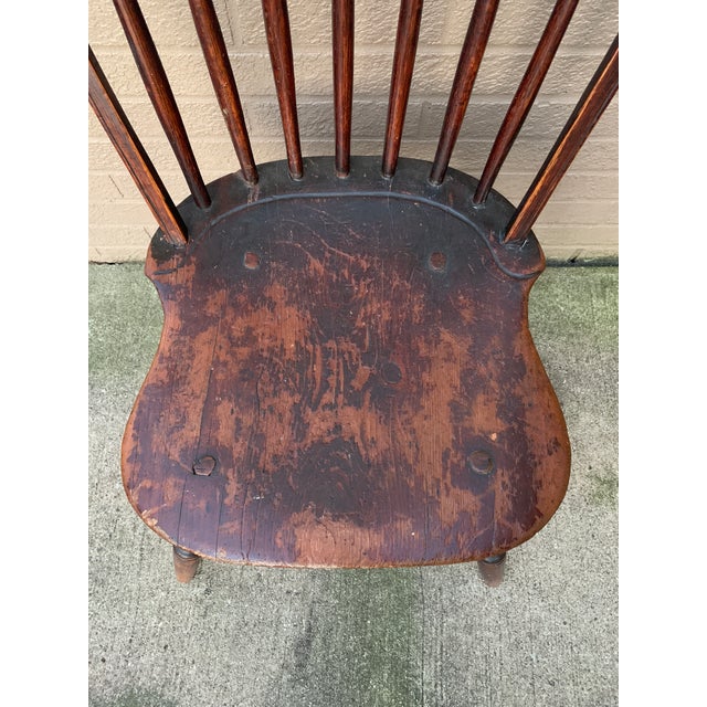 Wood Antique Hand Carved American Windsor Bow-Back Chair, Circa 1790 For Sale - Image 7 of 12