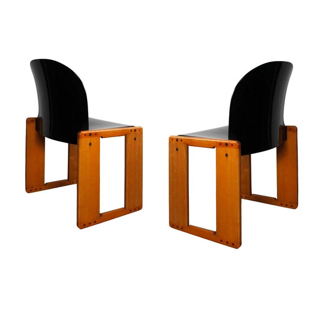 Black Lacquered Dialogo Dining Chairs by Afra and Tobia Scarpa for B&B Italia, 1973, Set of 8 For Sale - Image 10 of 18