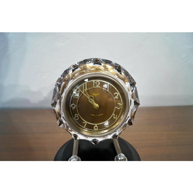 1930’s Art Deco Ussr Majak Crystal Clocks - a Pair For Sale - Image 11 of 12