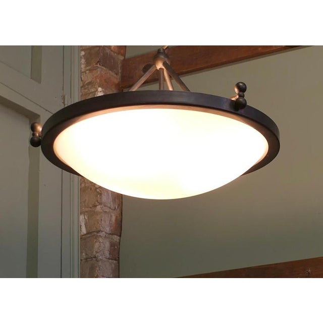 Art Deco Opalescent Glass Up Pendant Light, 1930 For Sale - Image 4 of 8