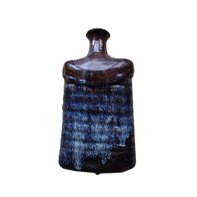 Blue and Brown Ceramic Vase, 1973 For Sale