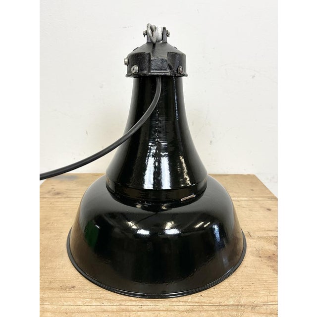 Industrial Black Enamel Bauhaus Pendant Lamp, 1930s For Sale - Image 12 of 18