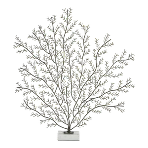 Cetus Coral Branch Metal Sculpture on Marble Base, Large