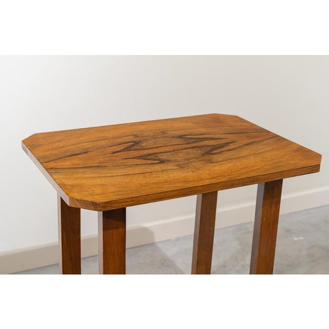 Wood French Art Deco Side Table in Walnut, 1930s For Sale - Image 7 of 9