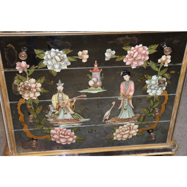 Hollywood Regency Vere Eglomise Chinoiserie Style Commode For Sale - Image 10 of 17