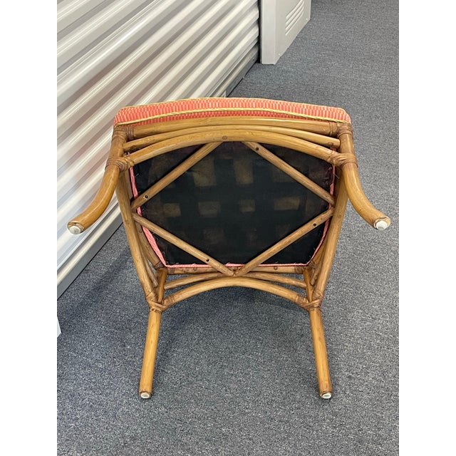 Vintage Medallion Back Rattan Dining Chairs With Custom Green and Pink Upholstery– Set of 4 For Sale - Image 9 of 12
