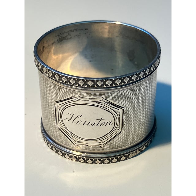 Vintage Coin Silver Engine Turned Napkin Ring, Early 1900s For Sale In Miami - Image 6 of 7