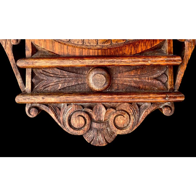 Wood Antique English Carved Oak Wall Hanging Barometer For Sale - Image 7 of 17