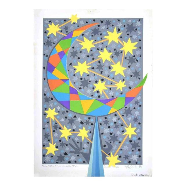 Leo Guida, Luna In Bilico, Original Etching and Embossing, 1996 For Sale