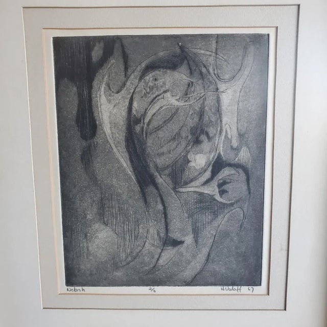 1960s Vintage 1967 Original Etching Titled, Dated, Signed and Numbered "Nebish" #2 of 6 H. Valoff 1967 For Sale - Image 5 of 13