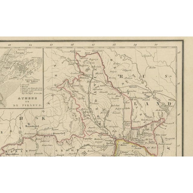 Black Europe Map with Athens Inset by Aeg, 1876 For Sale - Image 8 of 11