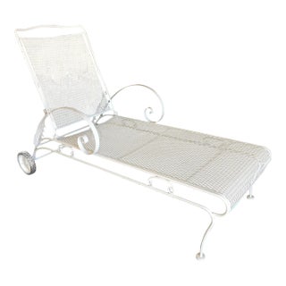 Mid-Century Iron Mesh Outdoor/Patio Chaise Lounge by Woodard, Pair For Sale
