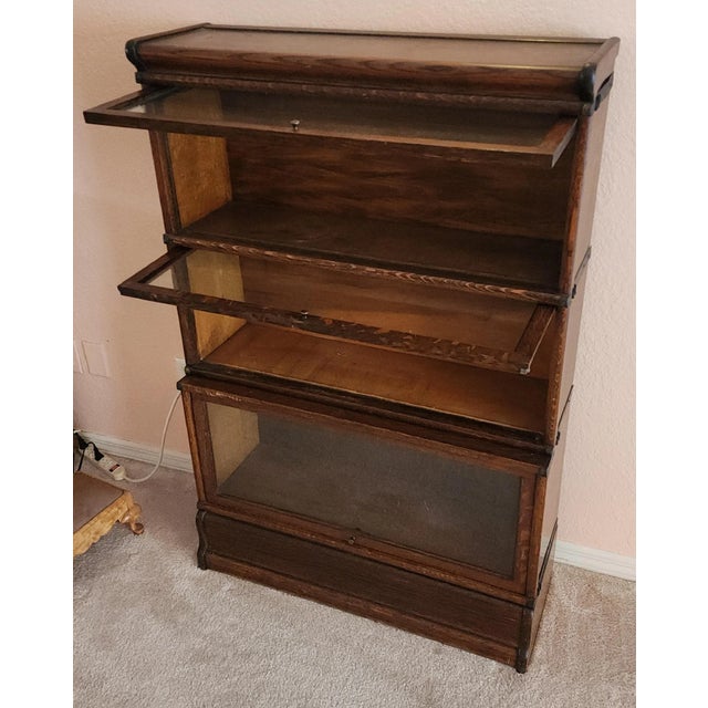 American Early 20th Century Globe Wernicke Bookcase 3 Section Barrister Stacking Lawyer Bookcase For Sale - Image 3 of 6