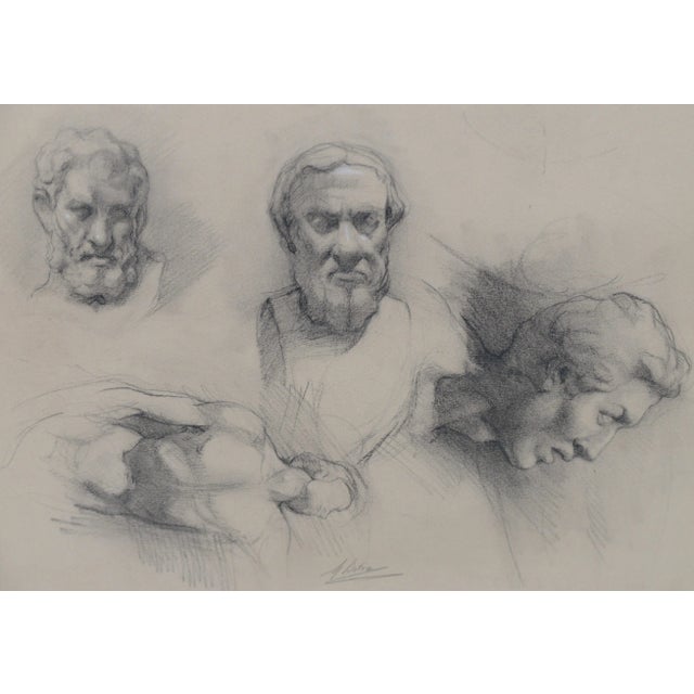Vintage Male Portrait Studies in Graphite by Mystery Artist C.1920s For Sale - Image 4 of 7